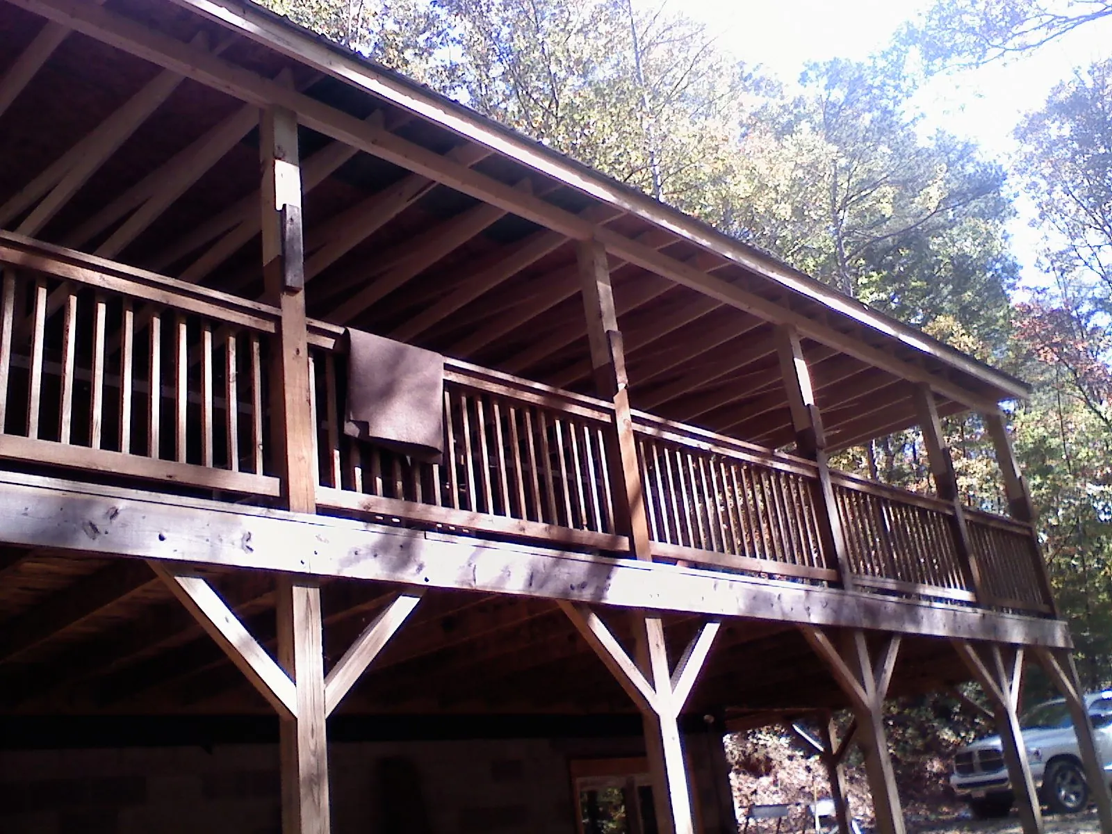 Timber framing under a new elevated porch and deck — Roof Leak Repair in White Mills by Roofing Brothers